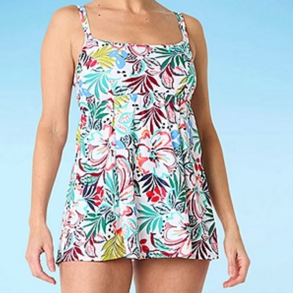 Sonnet Shores Sketched Floral Swim Dress Size 6